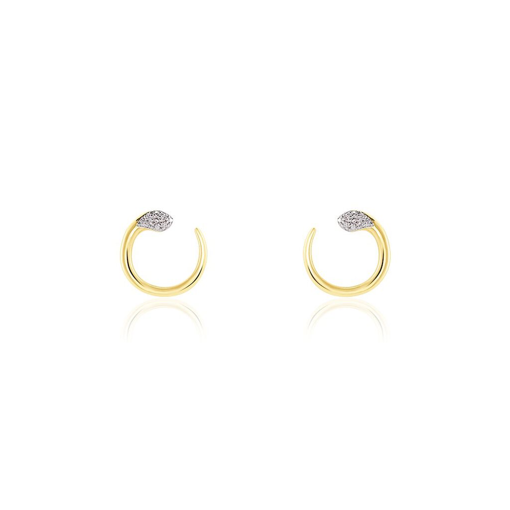 Boucles D'oreilles Puces Snake Or Jaune Diamant