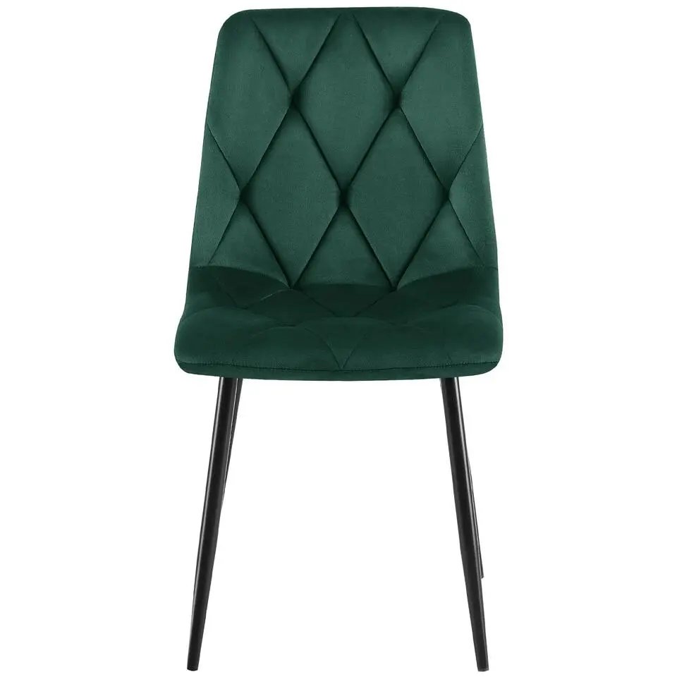 CLP Set van 2 Eetkamerstoel Clairton zwart Frame - Fluweel - groen