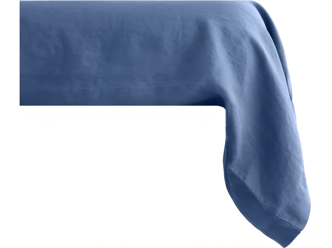 Taie de traversin Palace pur coton teint lavé, 63 fils/cm² Vent du sud - Palace Indigo - 43 x 195 cm