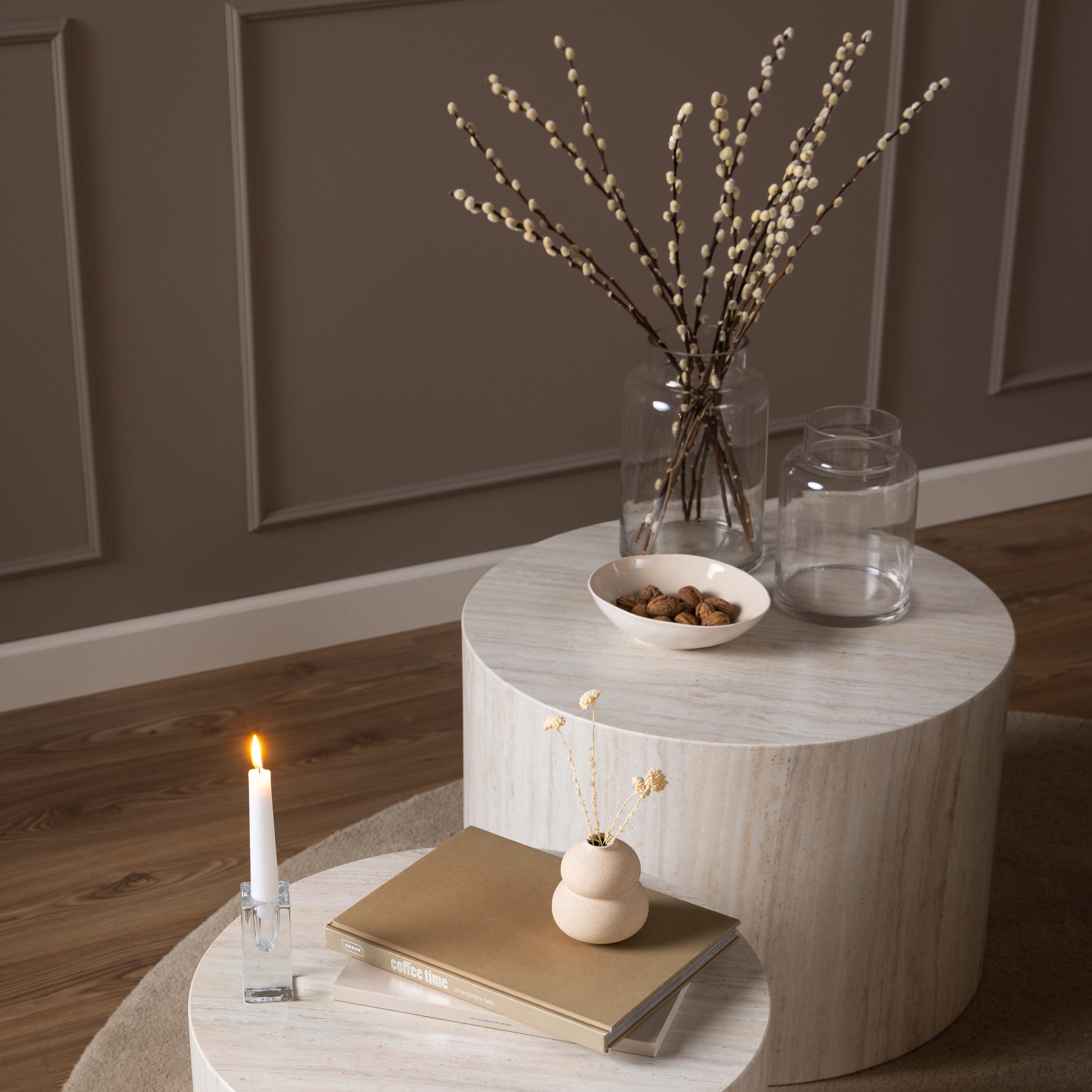 by fonQ Dice Bijzettafel Set van 2 - Rond - CrÃ¨me