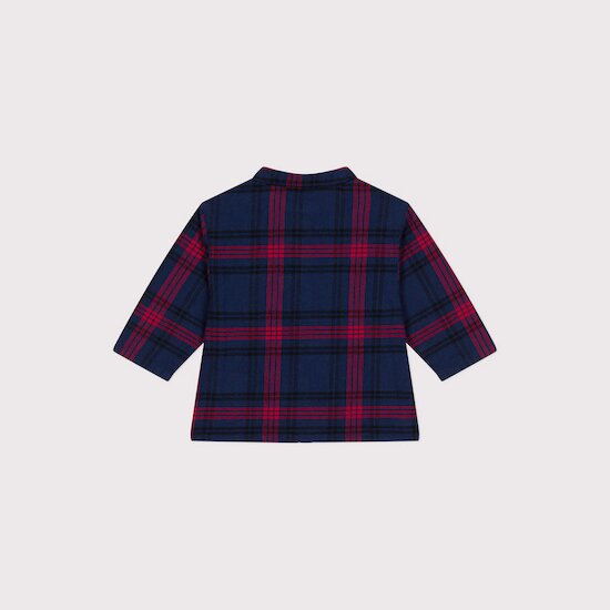 Chemise en flanelle à carreaux bébé   Bleu smoking        de               Petit Bateau