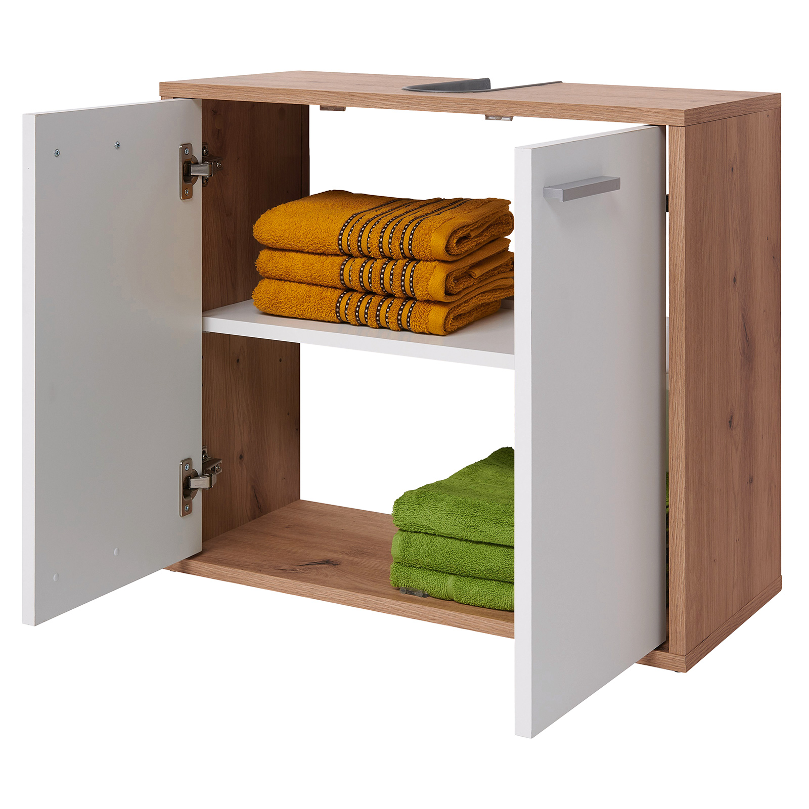 Waschbeckenunterschrank - Artisan Eiche - weiß - 60 cm