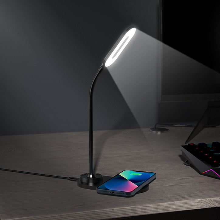 Lampe de bureau USB avec charge à induction 15W noir Bigben