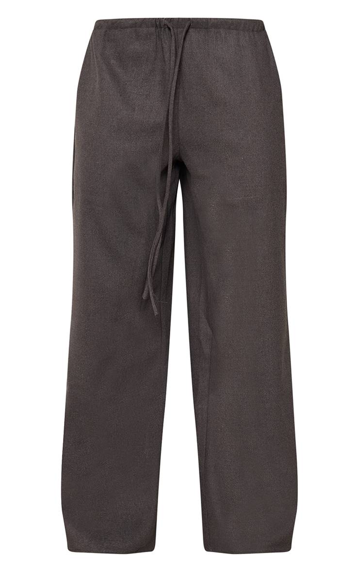 Charbon Pantalon Taille Basse Ajusté Avec Cordon De Serrage En Tissu Brossé