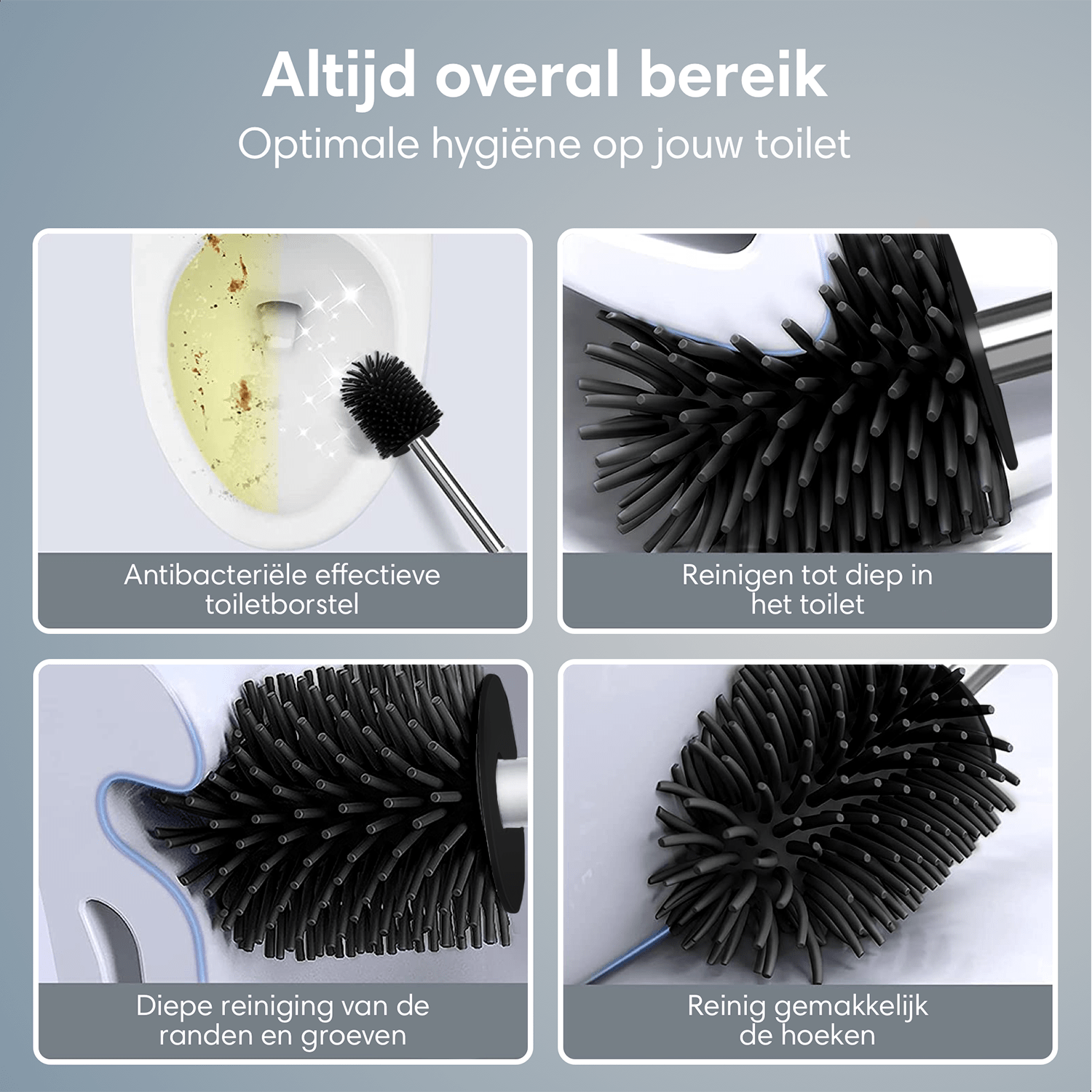 2BEHOME Wc borstel met houder - Black
