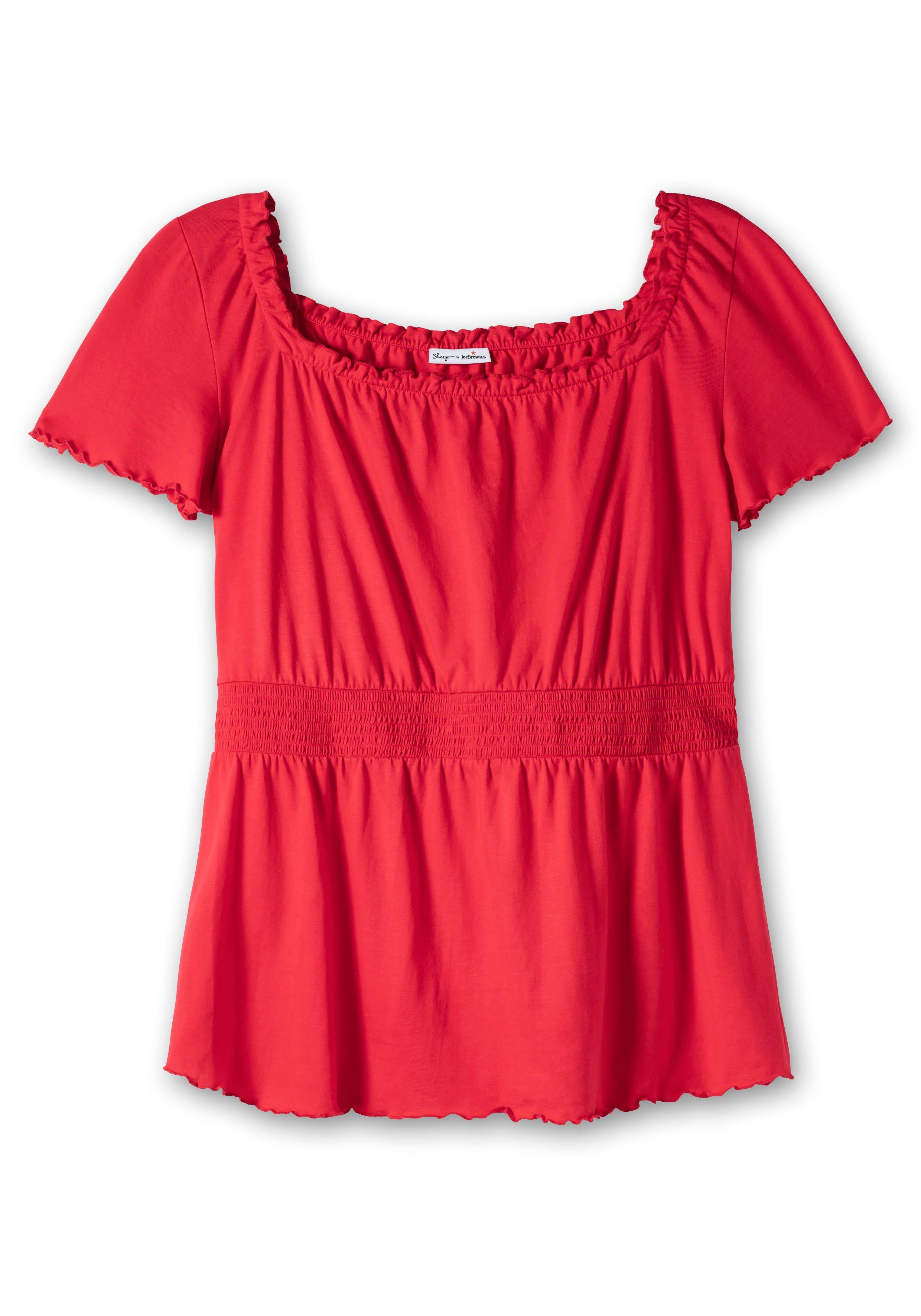 Jerseyshirt mit Karree-Ausschnitt und Smokbund