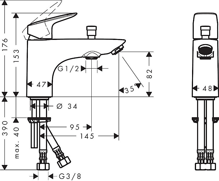 Mitigeur de baignoire chromé Hansgrohe Logis Universal