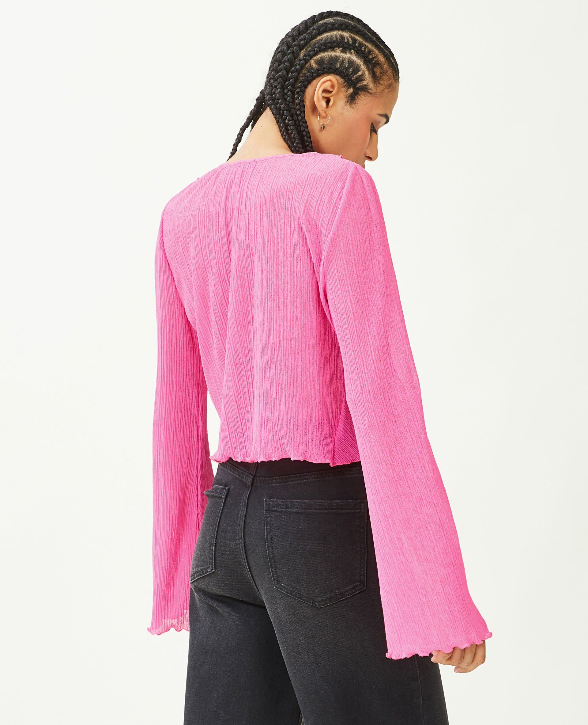 Top à nouer avec volants - Rose