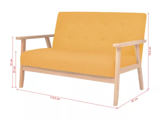 Ensemble de canapé 2 pièces Tissu jaune