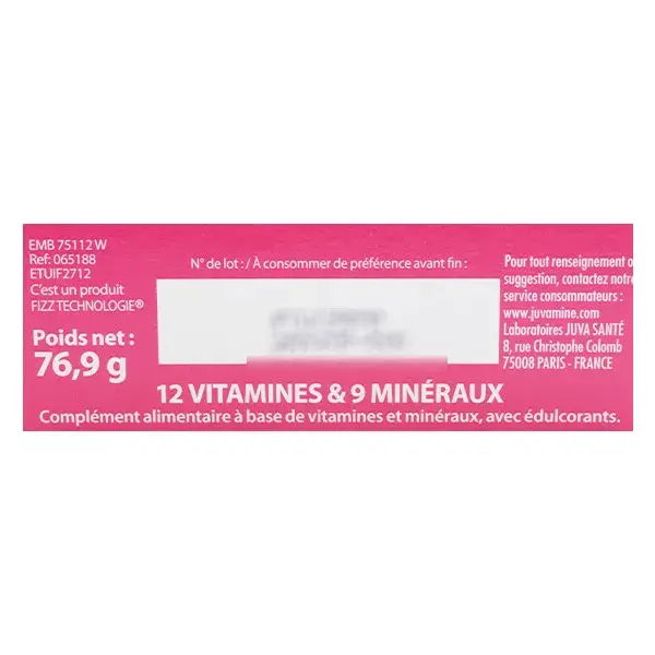 Juvamine 12 Vitaminas e 9 Minerais 30 comprimidos efervescentes