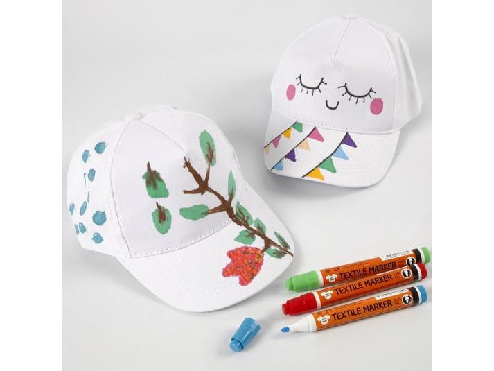 Creativ Company Baseball-Cap 49.5-56 cm Baumwolle, Weiss Mütze zum Bemalen