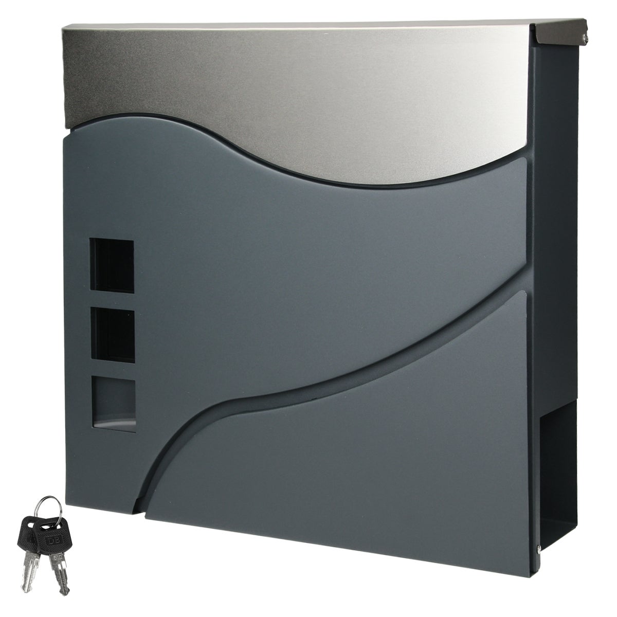 ECD Duitsland Brievenbus met krantenvak 37 x 10,5 x 36,5 cm Antraciet/zilver RVS Kijkvenster 2 sleutels en bevestigingsmateriaal - Modern design Wandbrievenbus Brievenbus Brievenbus Krantenrol