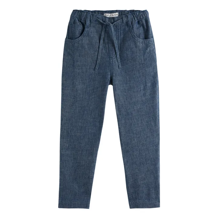 Emile et Ida Pantalon Lin Indigo | Bleu jean