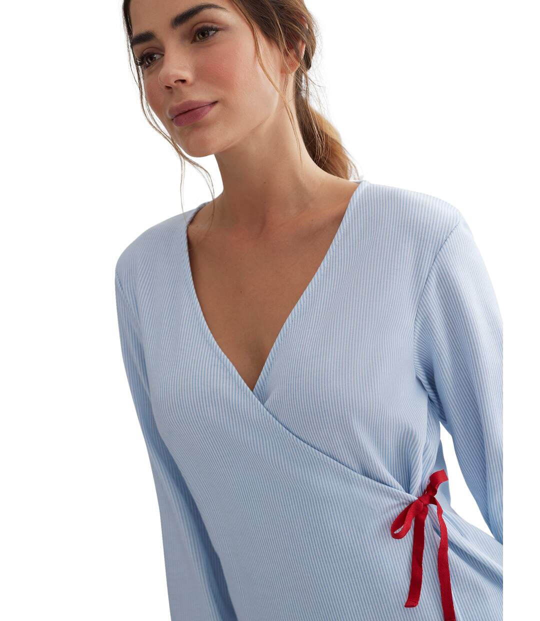 Pyjama pantalon haut cache-coeur manches longues Rayas Selmark