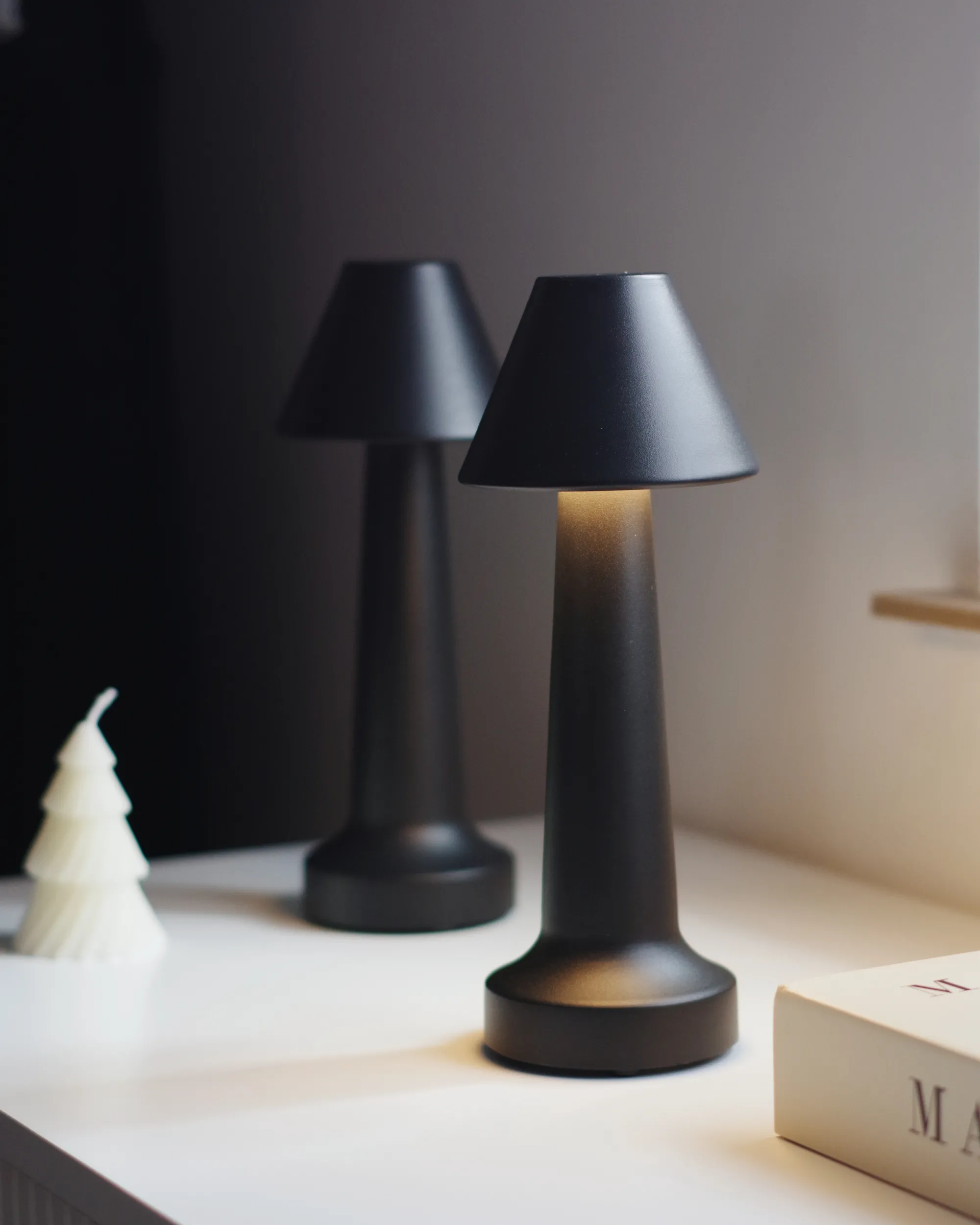 Set van 2 draadloze LED tafellampen JOANES met dimmer Metaal Zwart