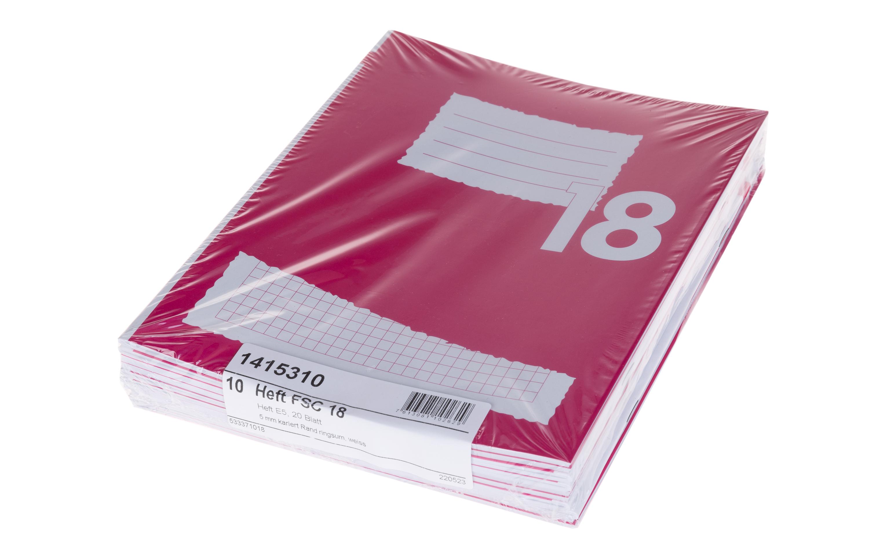 Schulheft FSC E5, Kariert, Rosa, 10 StückSchulheft im Format E5