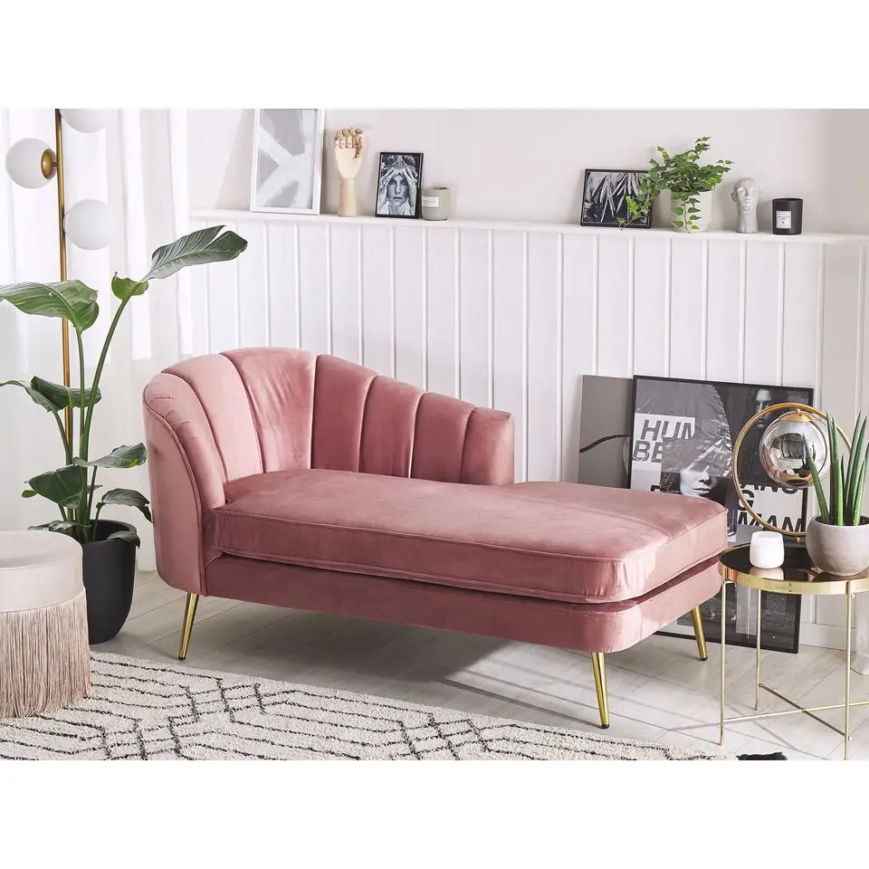 ALLIER - Chaise longue - Roze - Linkerzijde - Fluweel