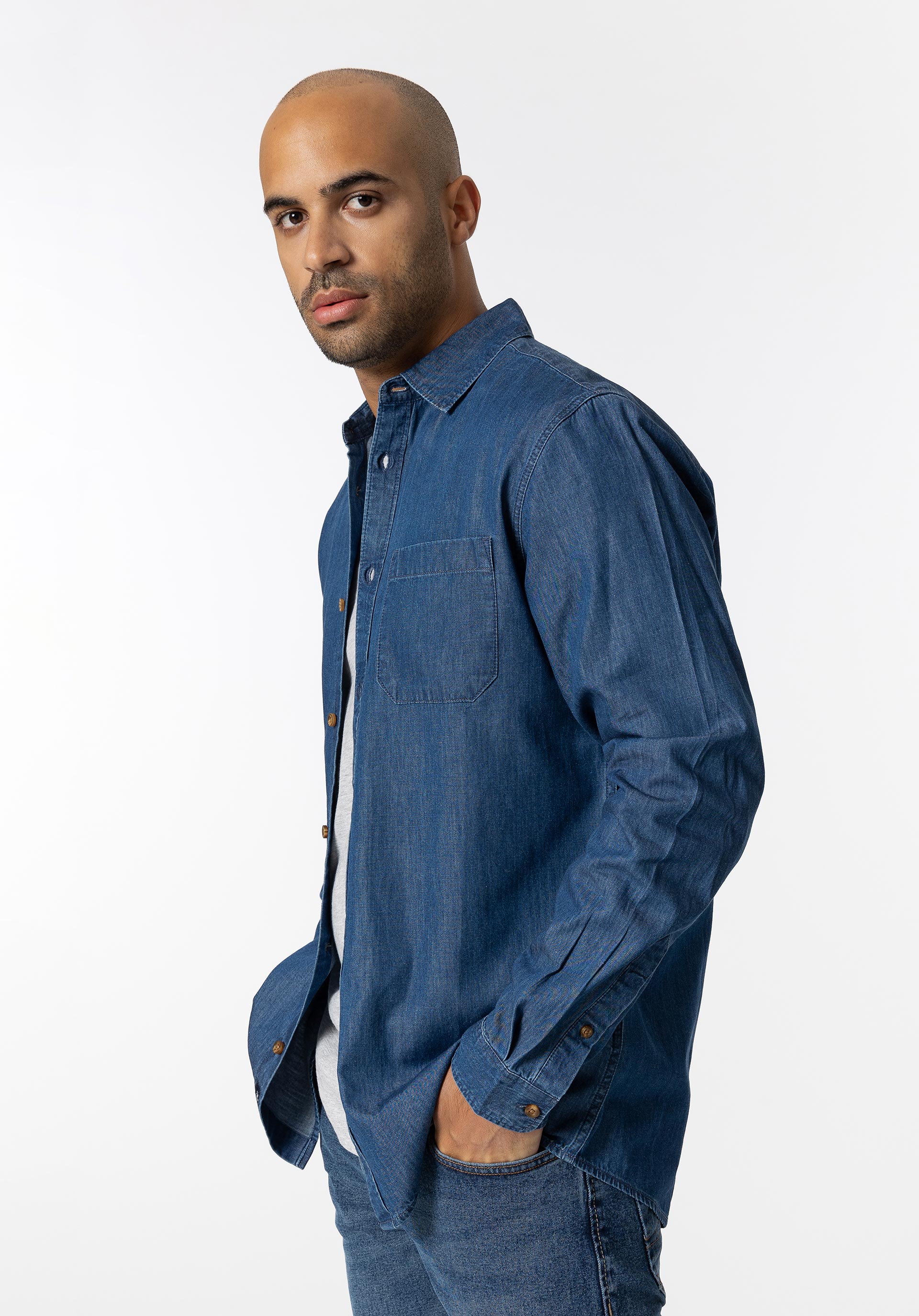 Camisa de Ganga Regular Fit com Bolso