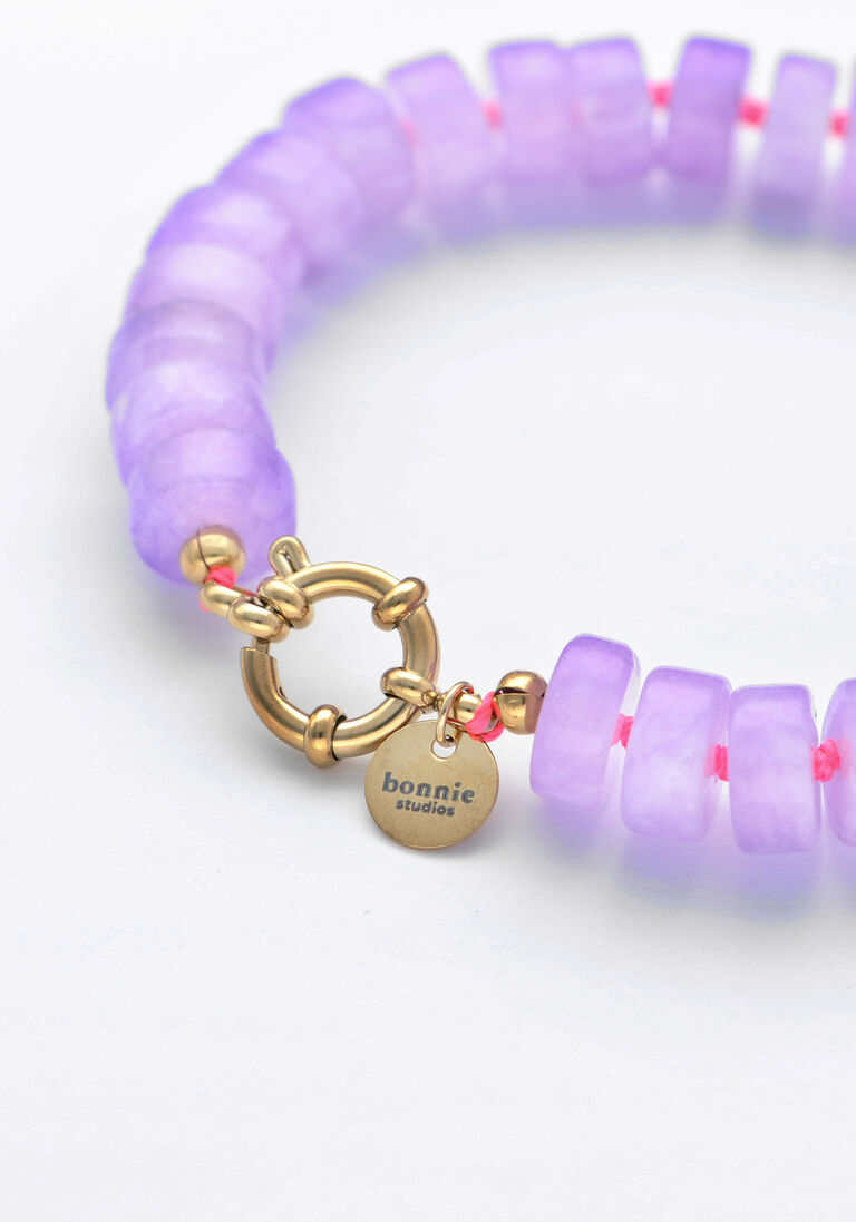 goudkleurig bonnie studios sieraad phil purple bracelet