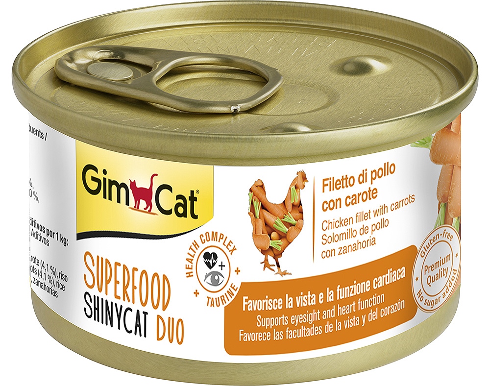 COMIDA HÚMIDA PARA GATO GIMCAT DUO COM FRANGO E CENOURA 70G