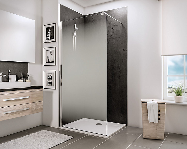 Paroi de douche à l'italienne, 100 x 190 cm, Schulte NewStyle, Walk In, verre transparent anticalcaire, Brouillard