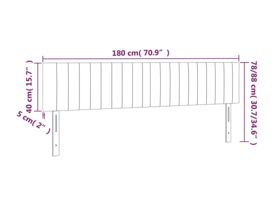 Tête de lit à LED Gris clair 180x5x78/88 cm Tissu