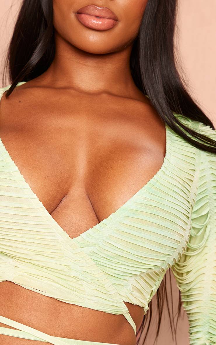 Crop Top Court Sans Coutures À Effet Déchiré Avec Liens Shape