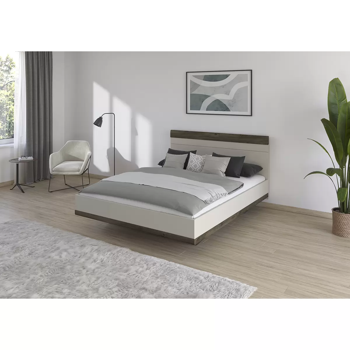 Bett Sajo-Extra 160x200 champagner,dunkelbraun