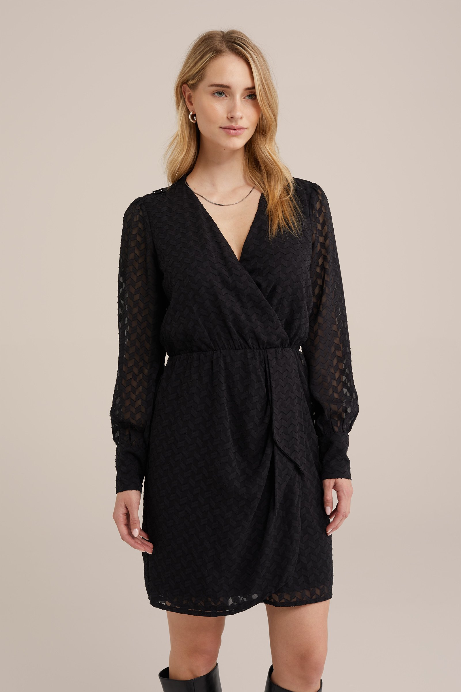 jurk met structuur WE Fashion Zwart