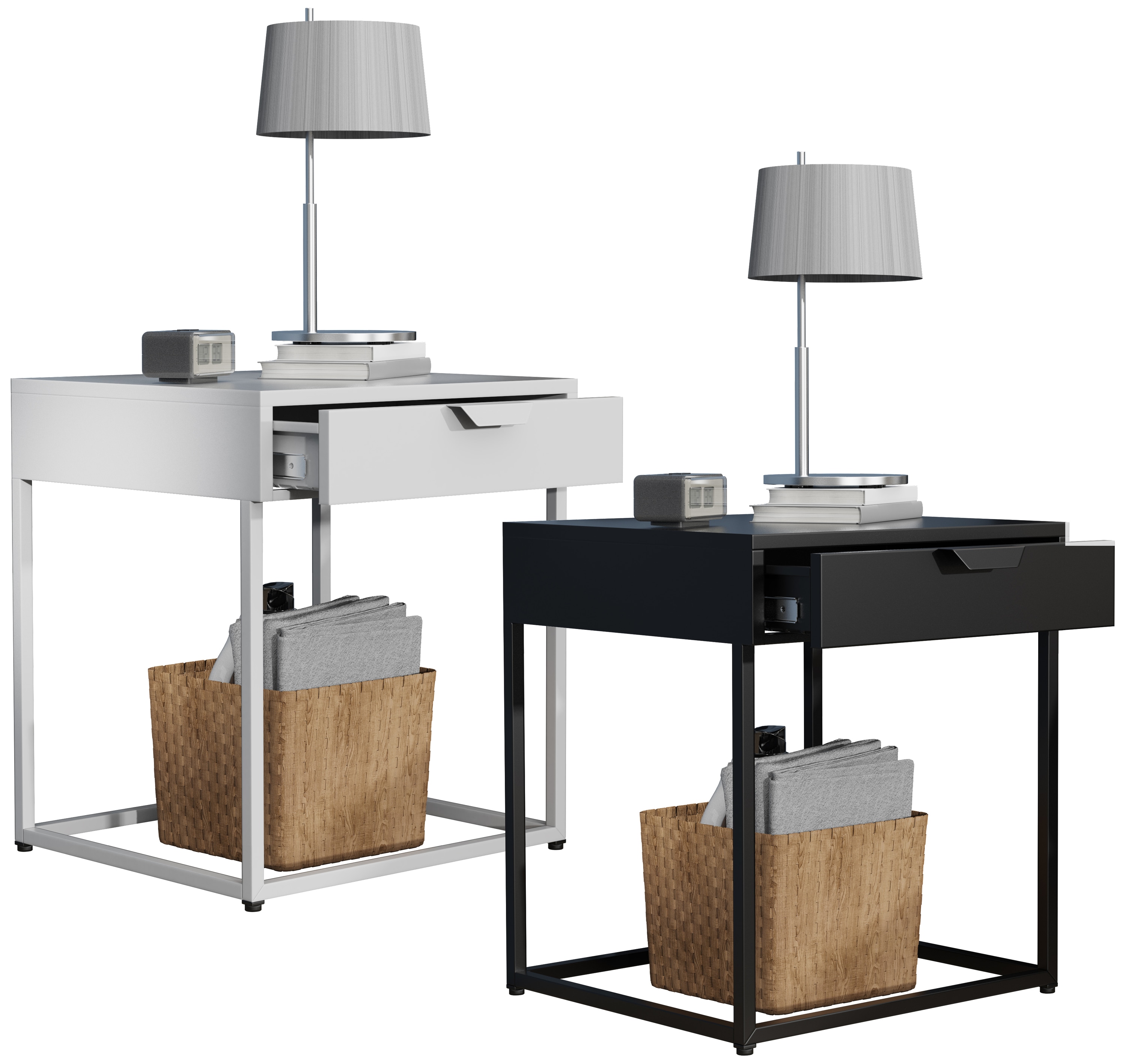 VCM Metall Nachtschrank Beistelltisch Schublade Konsole Nachttisch Flokas S