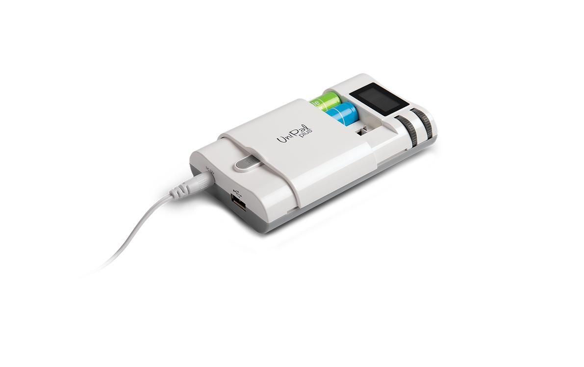 Ladegerät UniPal PlusUniversal Li-Ion Ladegerät mit USB Ausgang
