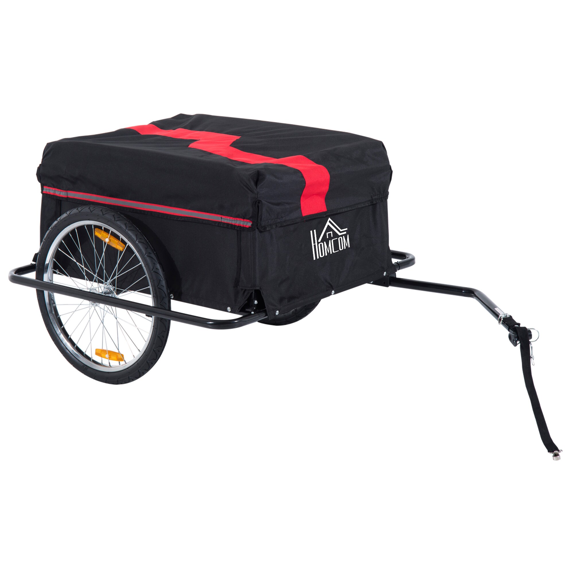 HOMCOM Transportanhänger für Fahrräder schwarz, rot 140 x 88 x 60 cm (LxBxH)