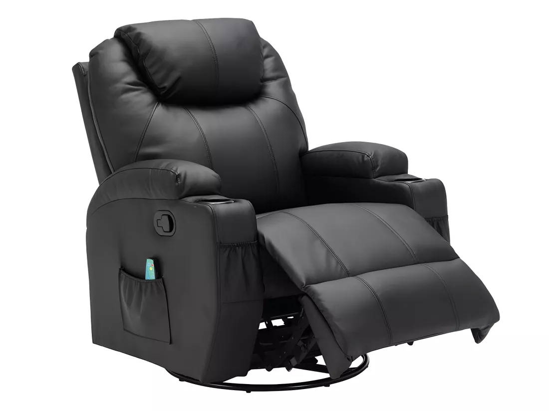 Fauteuil massant SILVANO en simili - Noir