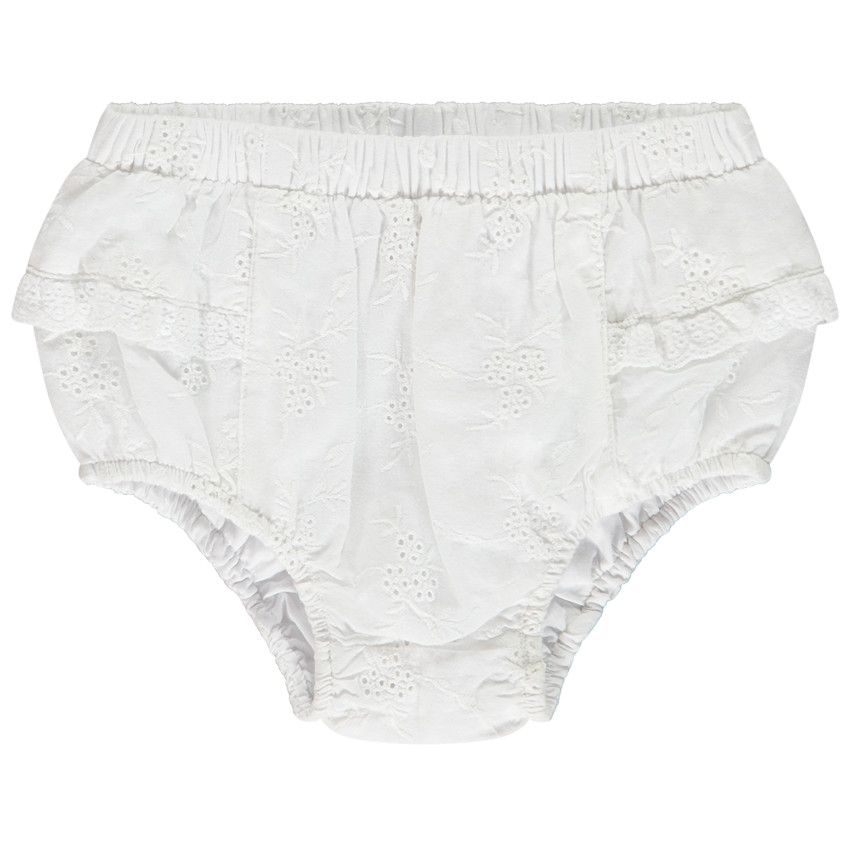 Bloomer en broderie anglaise pour bébé fille - Blanc