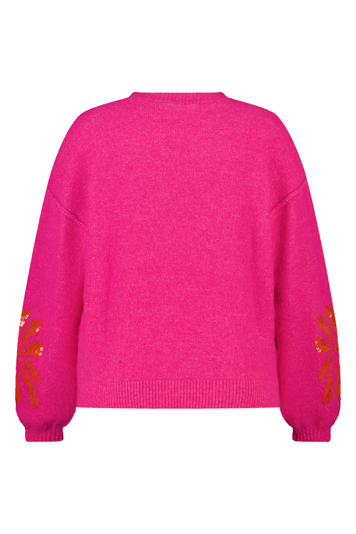 Gebreide trui met pailletten op de mouwen Fuchsia