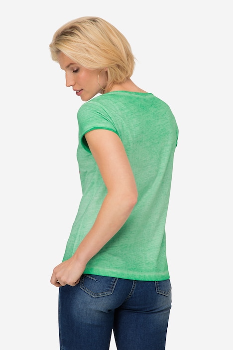 T-Shirt, Ahoi Schriftzug, V-Ausschnitt, Halbarm, OEKO-TEX Made in Green