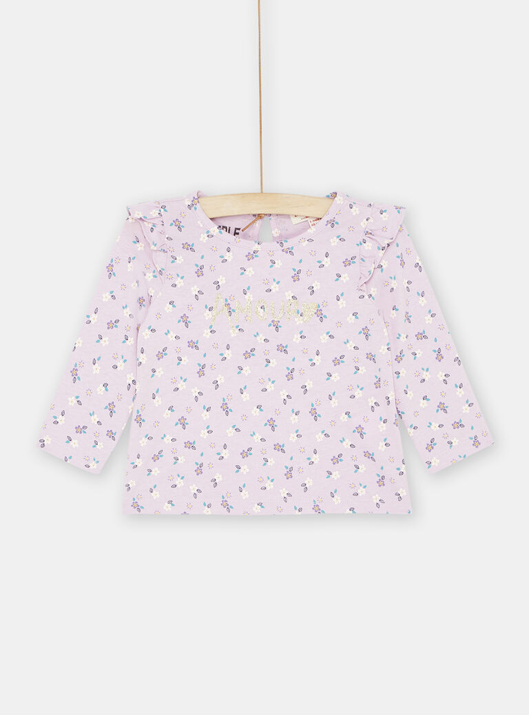 T-shirt parme à imprimé fleuri bébé fille