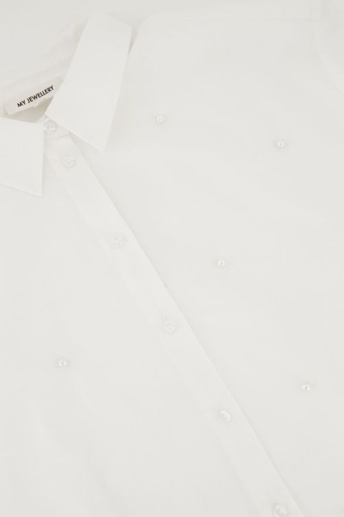 Witte cropped blouse met parels
