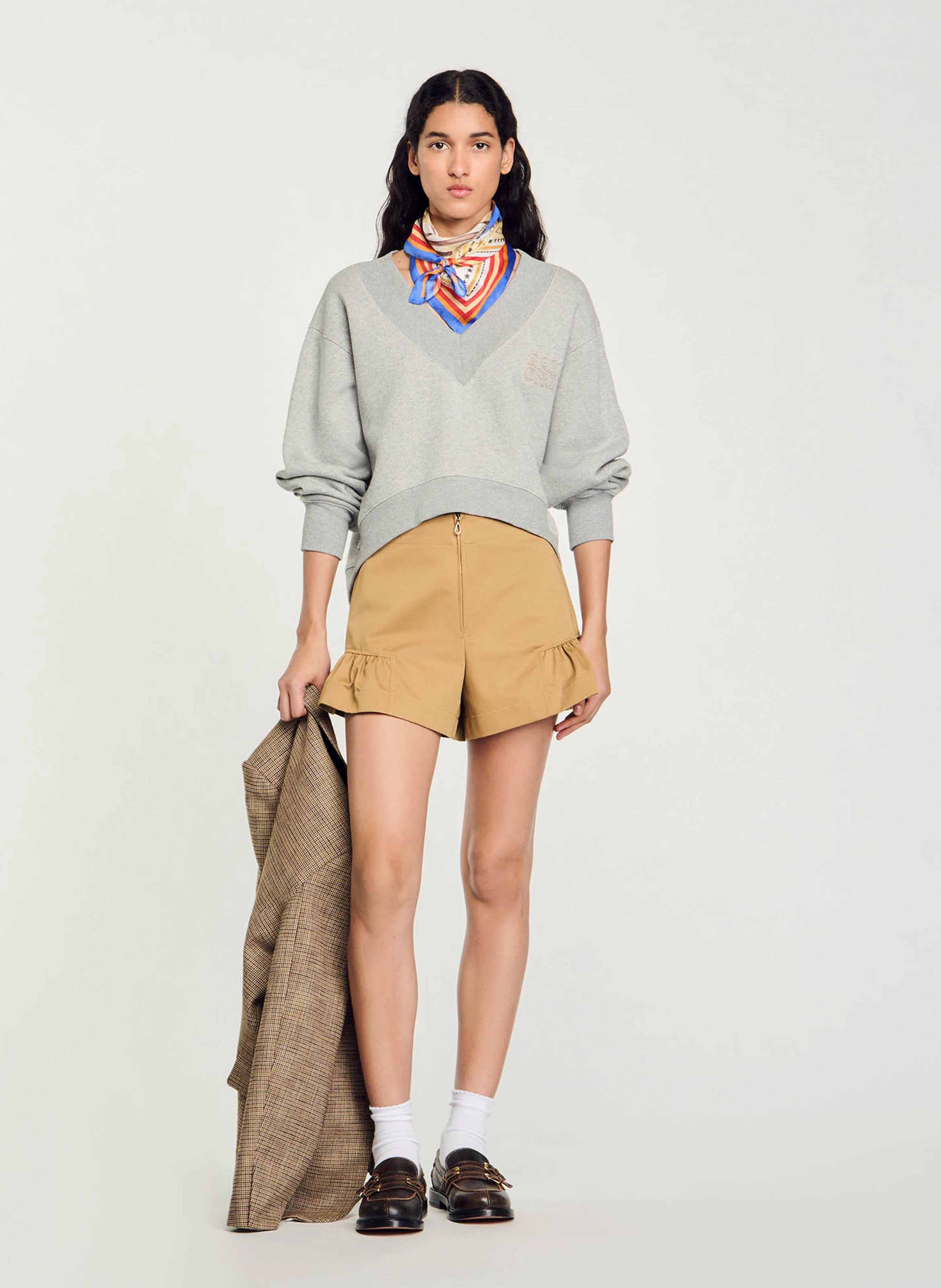 Short court en coton | Marron