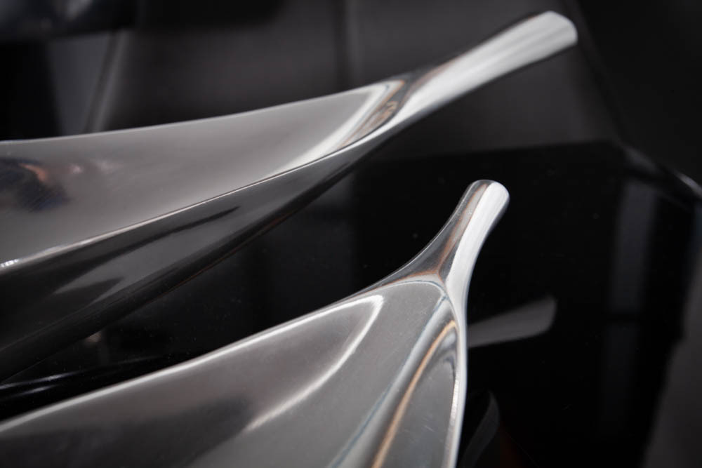 Handgearbeitete Deko Schale SILVER LEAF 40cm silber Aluminium