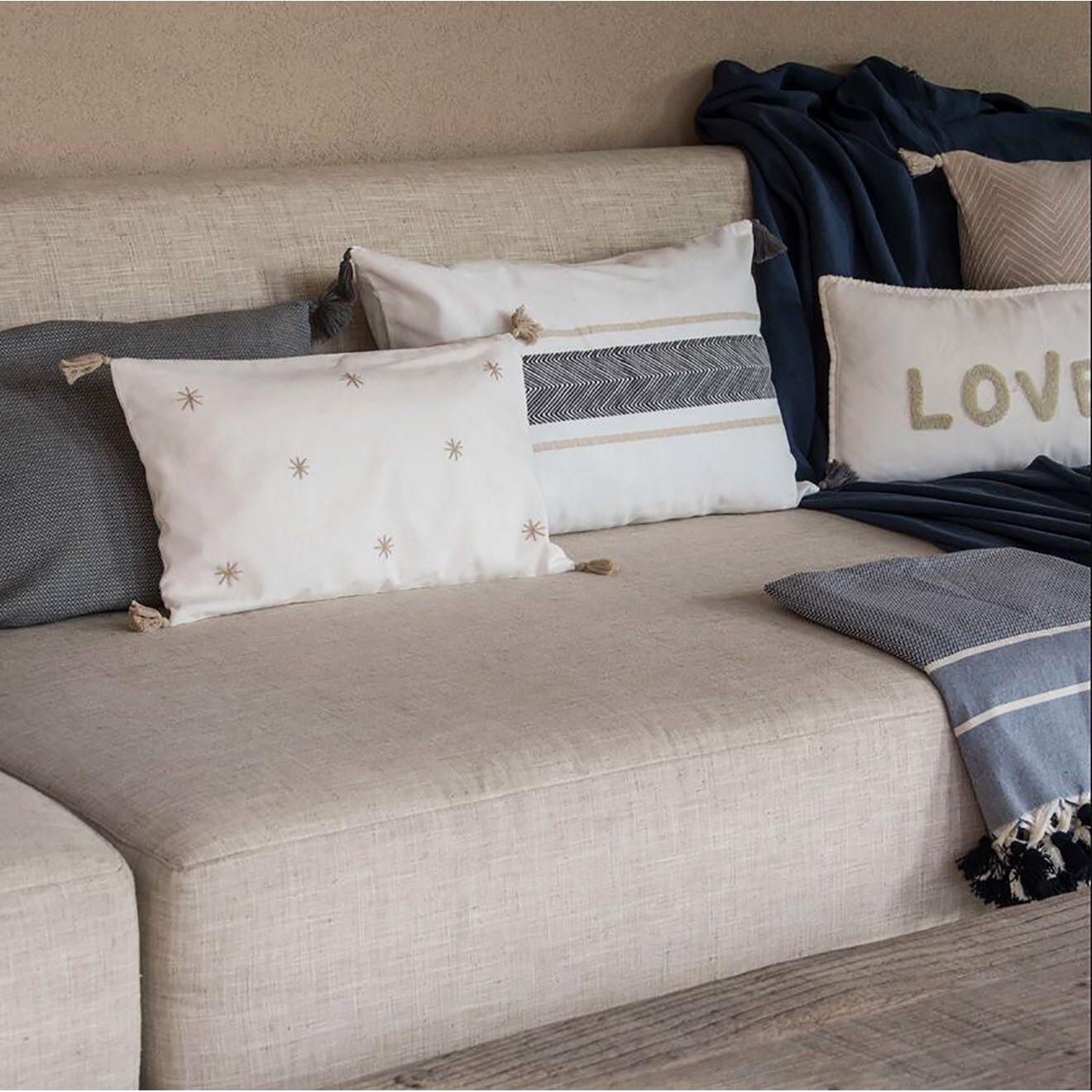 Febronie Housse de coussin Alentejo ardoise - 60x40 cm