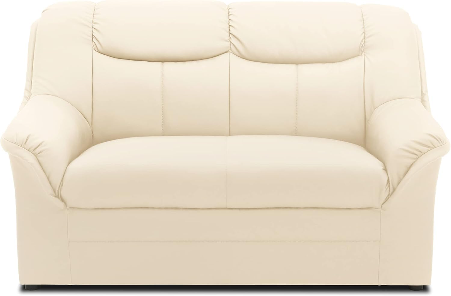 DOMO. collection Berlin Sofa/klassisches 2er Sofa/Zeitlose Garnitur mit weichem Kunstleder/Maße: 143/90/89 cm (B/T/H) / Farbe: beige (weiß)
