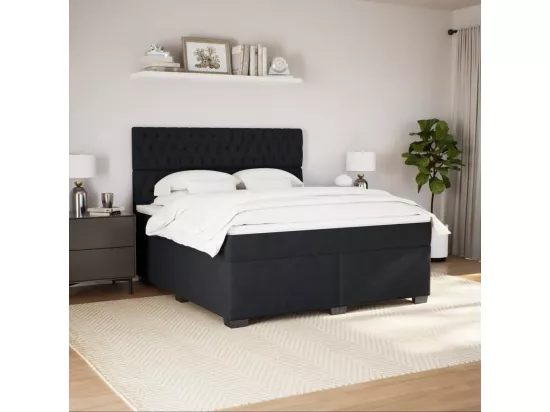 Sommier à lattes de lit avec matelas Noir 180x200 cm Velours
