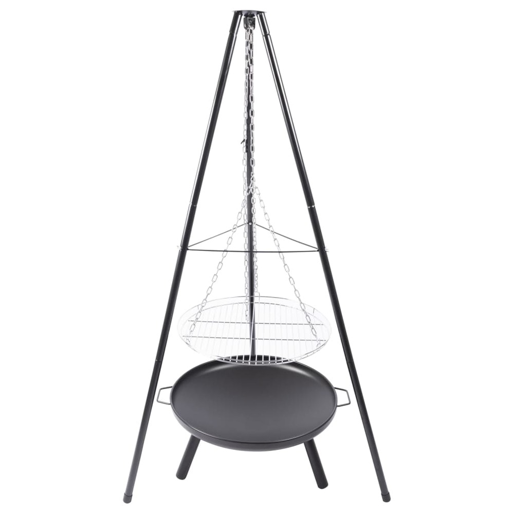Barbecue de jardin avec trépied et bol à feu 50 cm noir