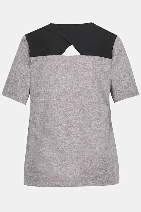 T-Shirt, Mesh-Schulter, Caree-Ausschnitt, Halbarm