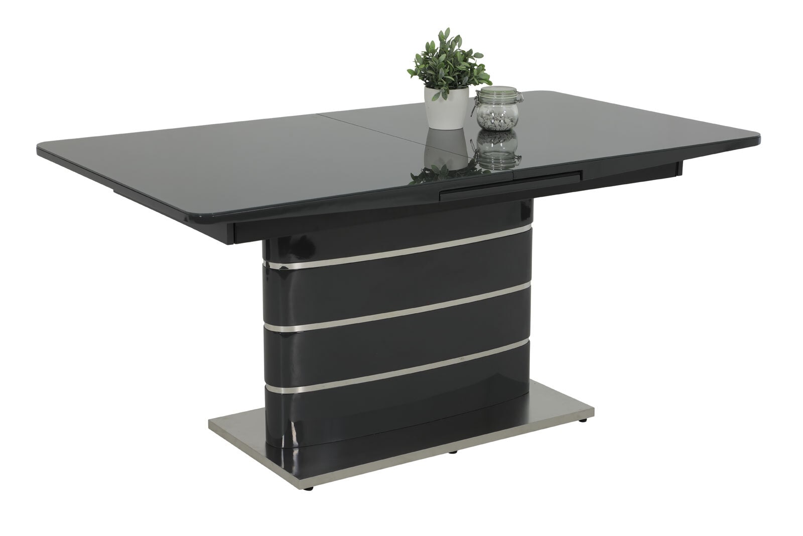 Tisch Sandra Grau/Grauglas 160(200)x76x90 cm