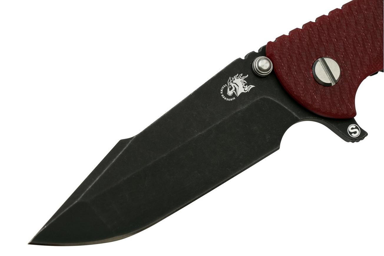 Rick Hinderer XM-18 3.5” Skinny Harpoon Spanto, Battle Black, Red G10, zakmes