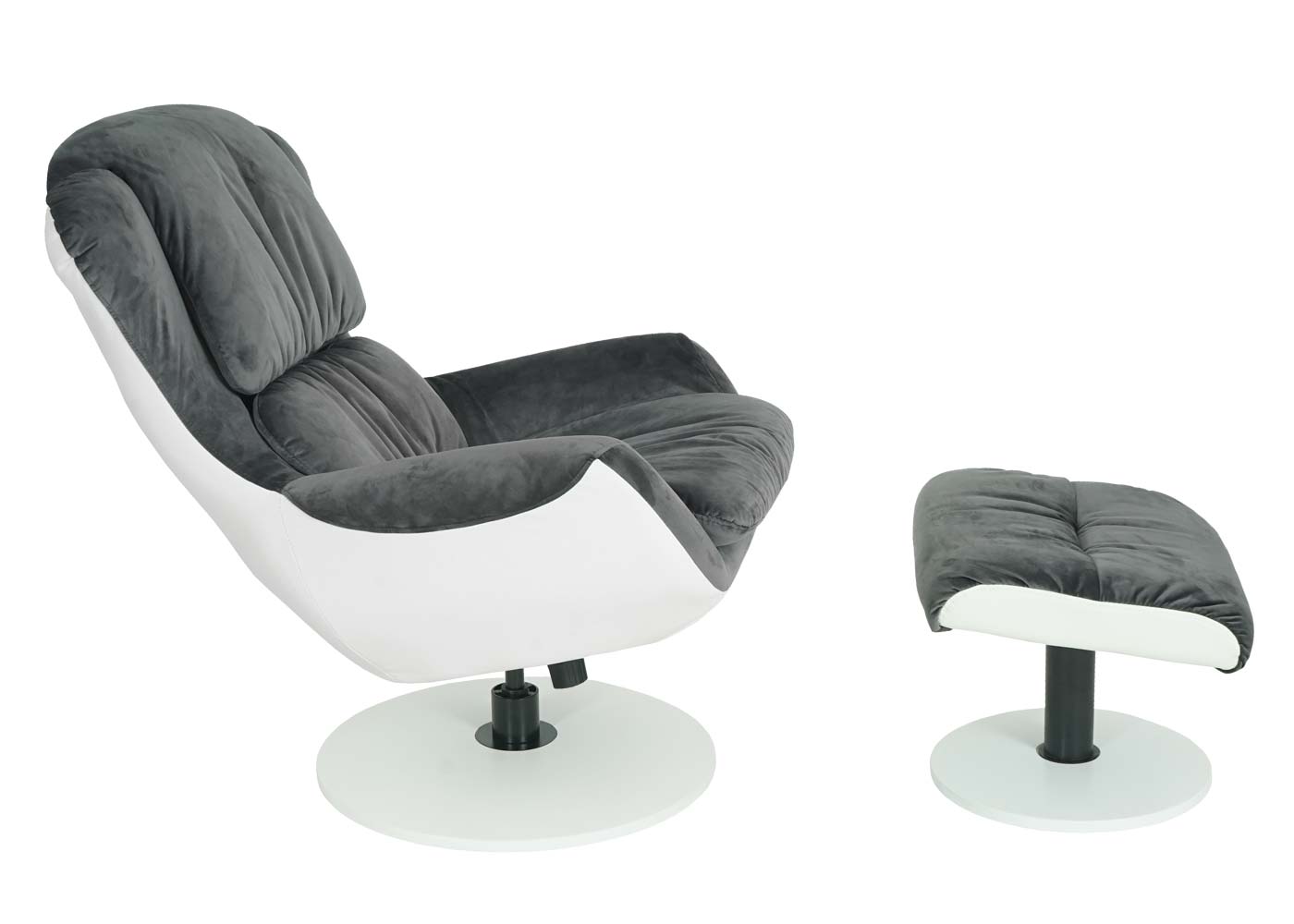 Relaxsessel MCW-E52, Fernsehsessel TV-Sessel Hocker, Samt ~ dunkelgrau