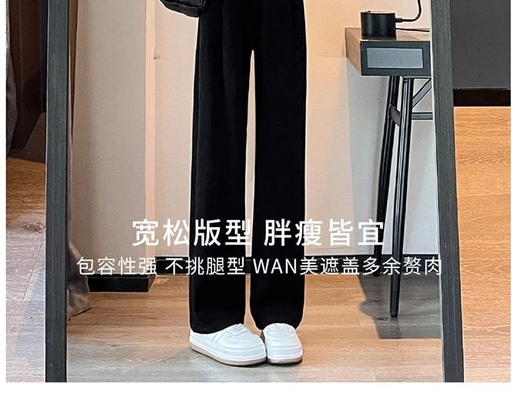 Dovitade - Hoge taille effen corduroy losse broek