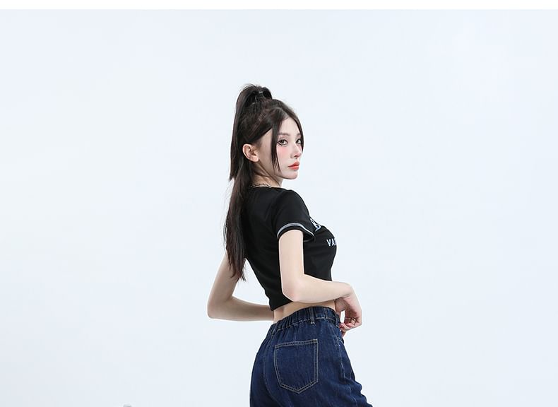 Magimomo - Denim shorts met hoge taille en wijde pijpen